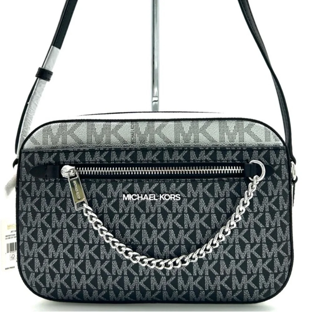 Michael Kors Jet Set Large Signature Logo Crossbody Bag Black Multi